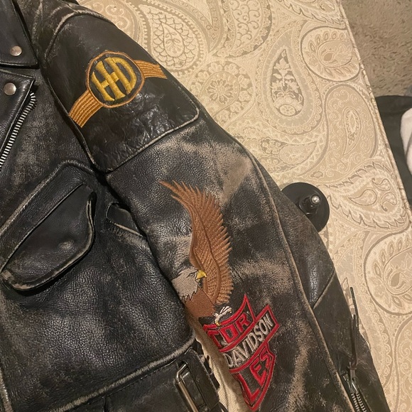 Harley-Davidson Black Leather Jacket with Embroidered Logo - Picture 3 of 4